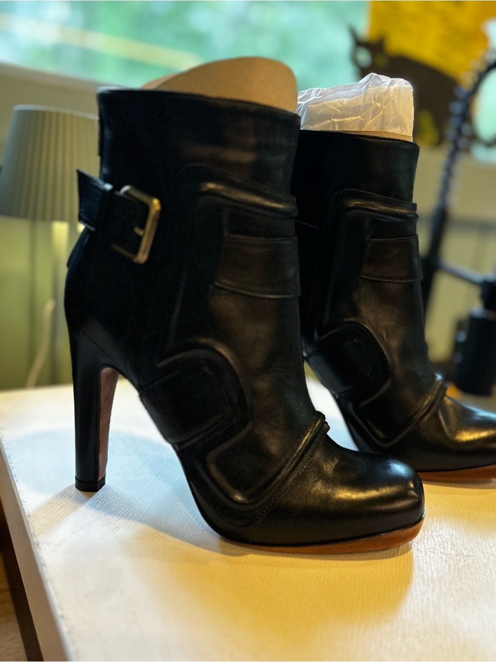 NIB Derek Lam Armour Tronchetto Black Leather Platform Ankle Boots US 8.5 /39.5